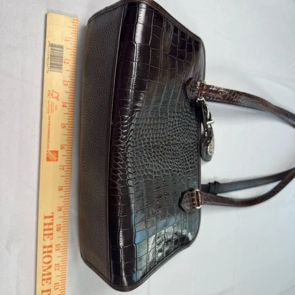 Brighton Pebbled Leather Croco Embossed Shoulder Bag Purse Handbag - Picture 10 of 11